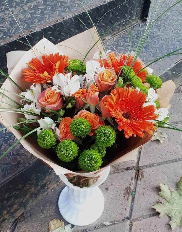 Букет цветов из: Герберы, Хризантемы, Альстромерии и Розы в Мокшане