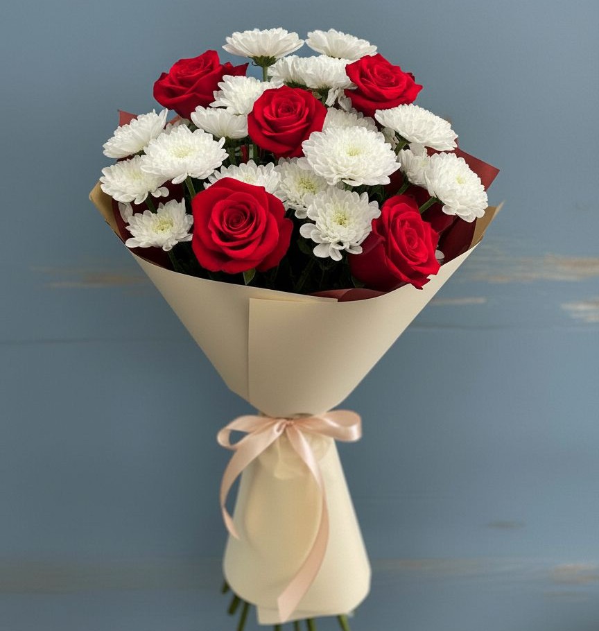 Букет цветов из: Розы и Хризантемы в Мокшане