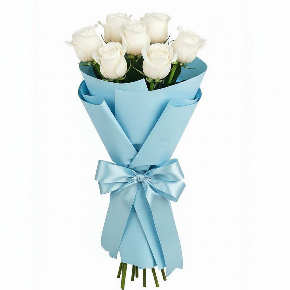 Букет 7 белых роз Проуд в Мокшане