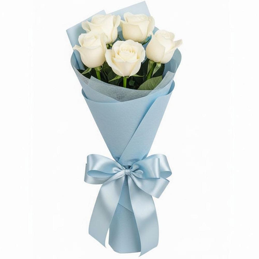 Букет 5 Белых роз Проуд в Мокшане