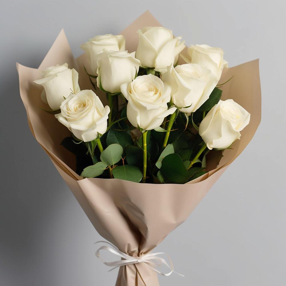 Букет 9 Белых роз Эдлесс Лав в Мокшане
