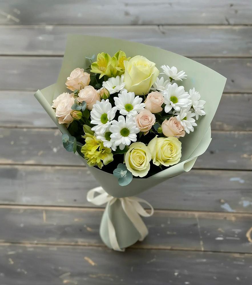 Букет цветов из: Альстромерии, Розы и Хризантемы в Мокшане