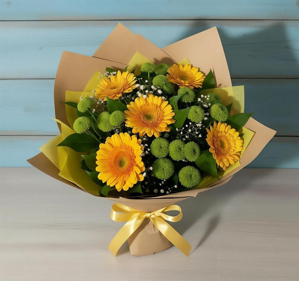 Букет цветов из: Герберы и Хризантемы в Мокшане