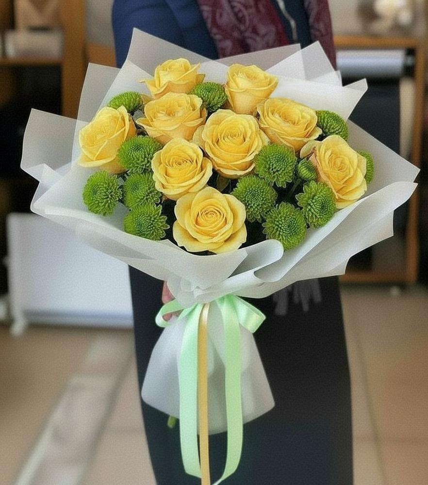 Букет цветов из: Хризантемы и Розы в Мокшане