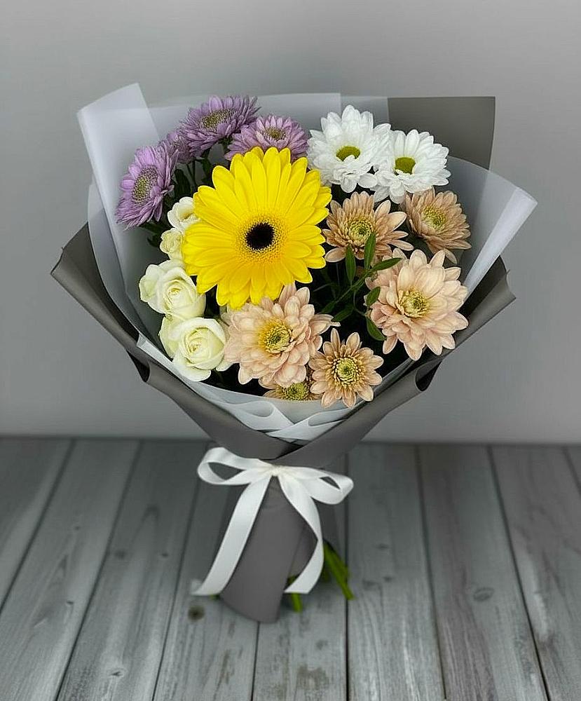 Букет цветов из: Розы, Герберы и Хризантемы в Мокшане
