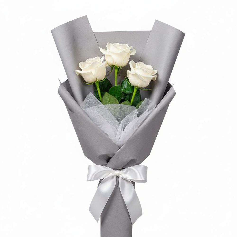 Букет 3 белые розы в Мокшане