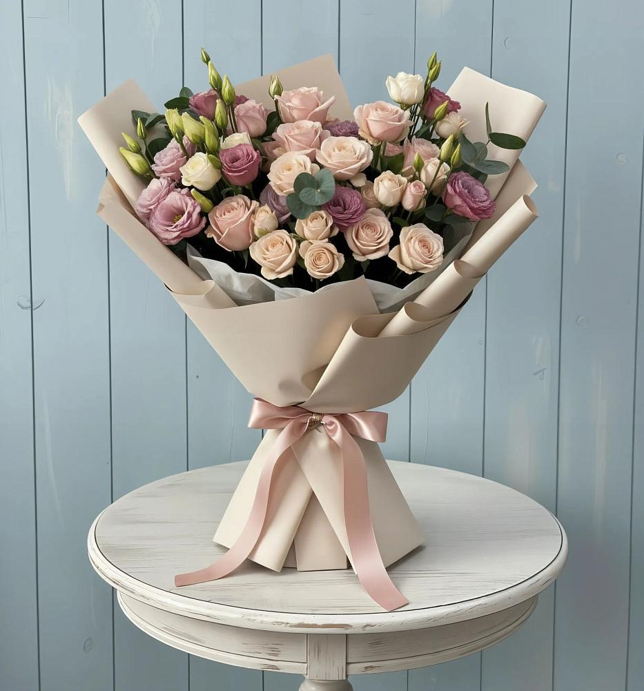 Букет цветов из: Розы и Лизиантусы в Мокшане