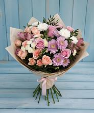 Букет цветов из:  Хризантемы, Розы и Альстромерии в Мокшане