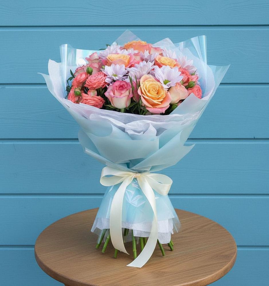 Букет цветов из: Хризантемы и Розы в Мокшане